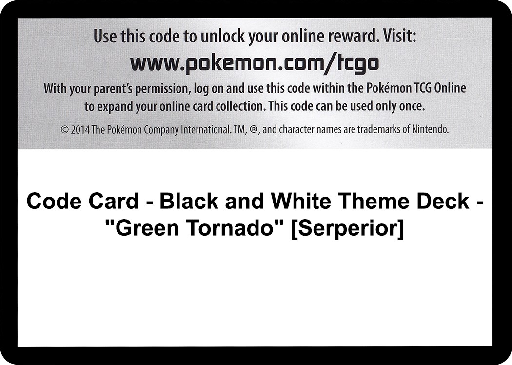 Code Card - Black and White Theme Deck - "Green Tornado" [Serperior]