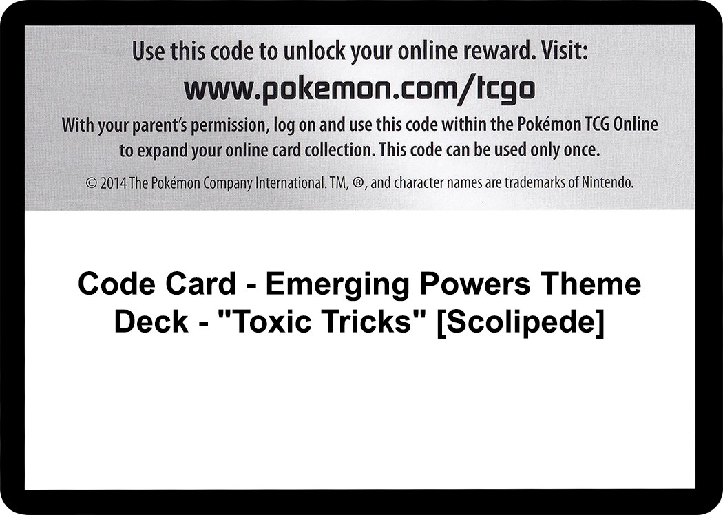 Code Card - Emerging Powers Theme Deck - "Toxic Tricks" [Scolipede]