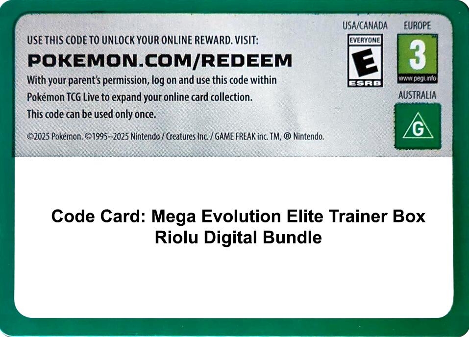 Code Card: Mega Evolution Elite Trainer Box Riolu Digital Bundle