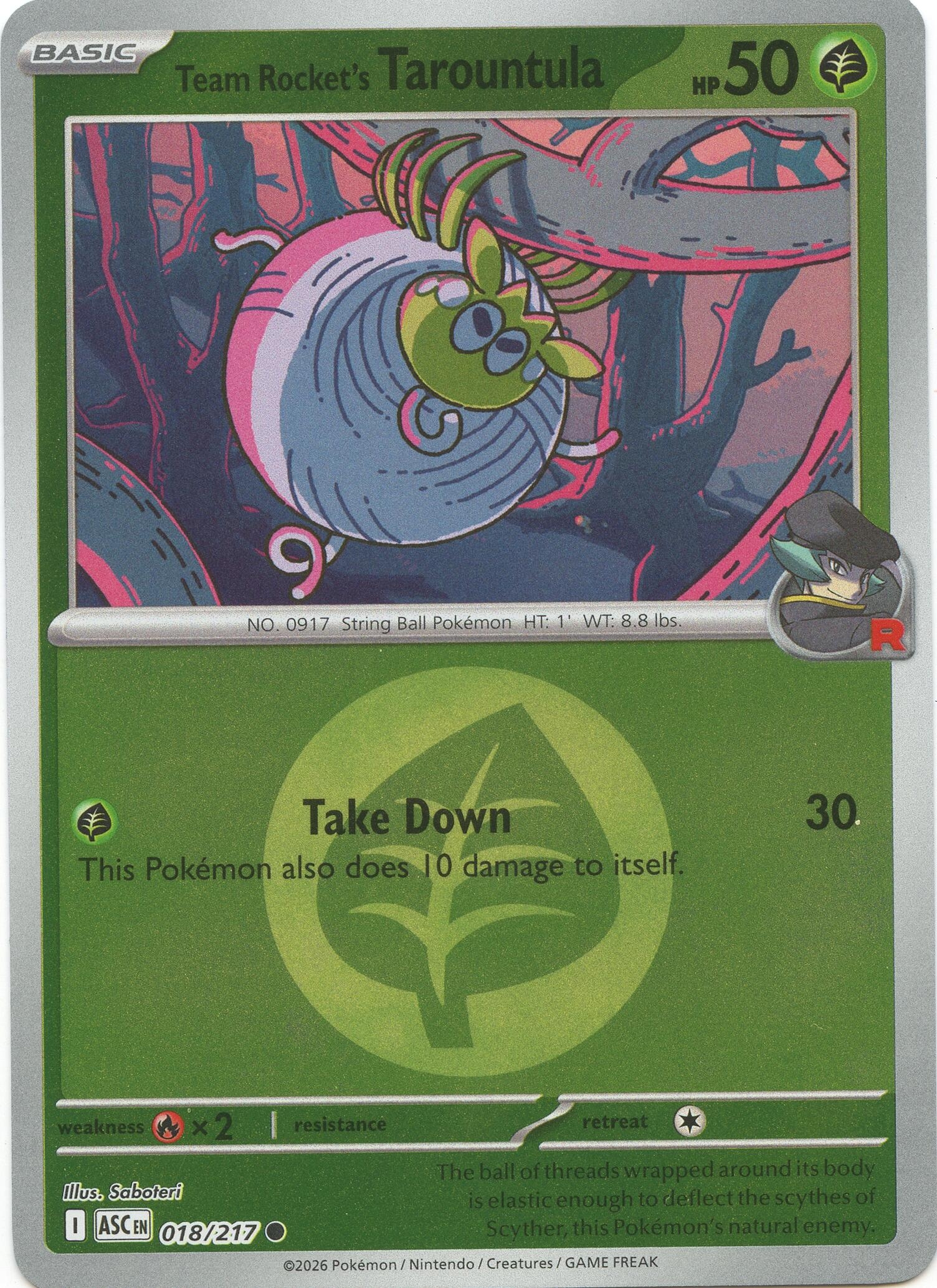 Team Rocket's Tarountula (Energy Symbol Pattern) (018/217) (ASC)