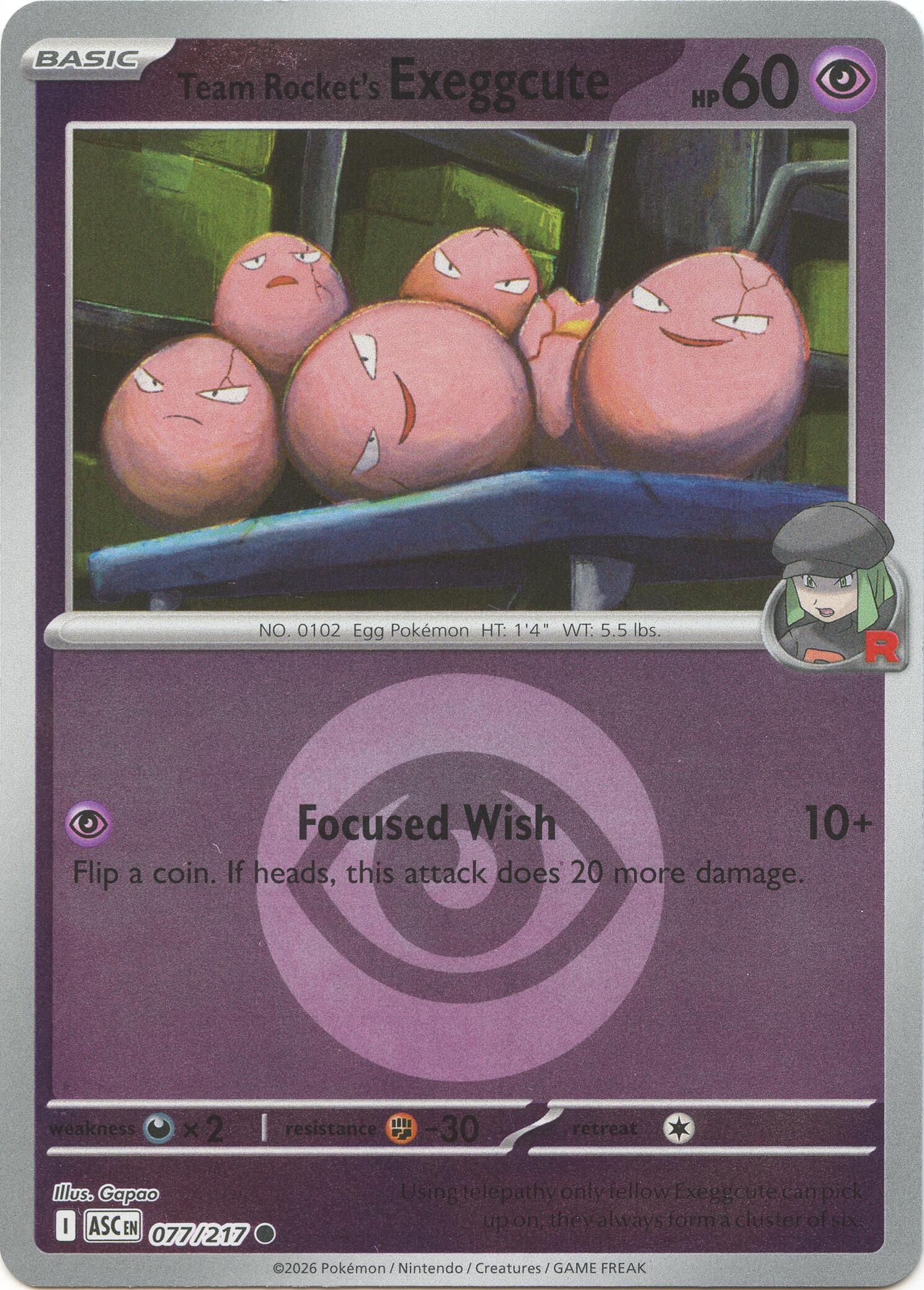 Team Rocket's exeggcute (Energy Symbol Pattern) (077/217) (ASC)