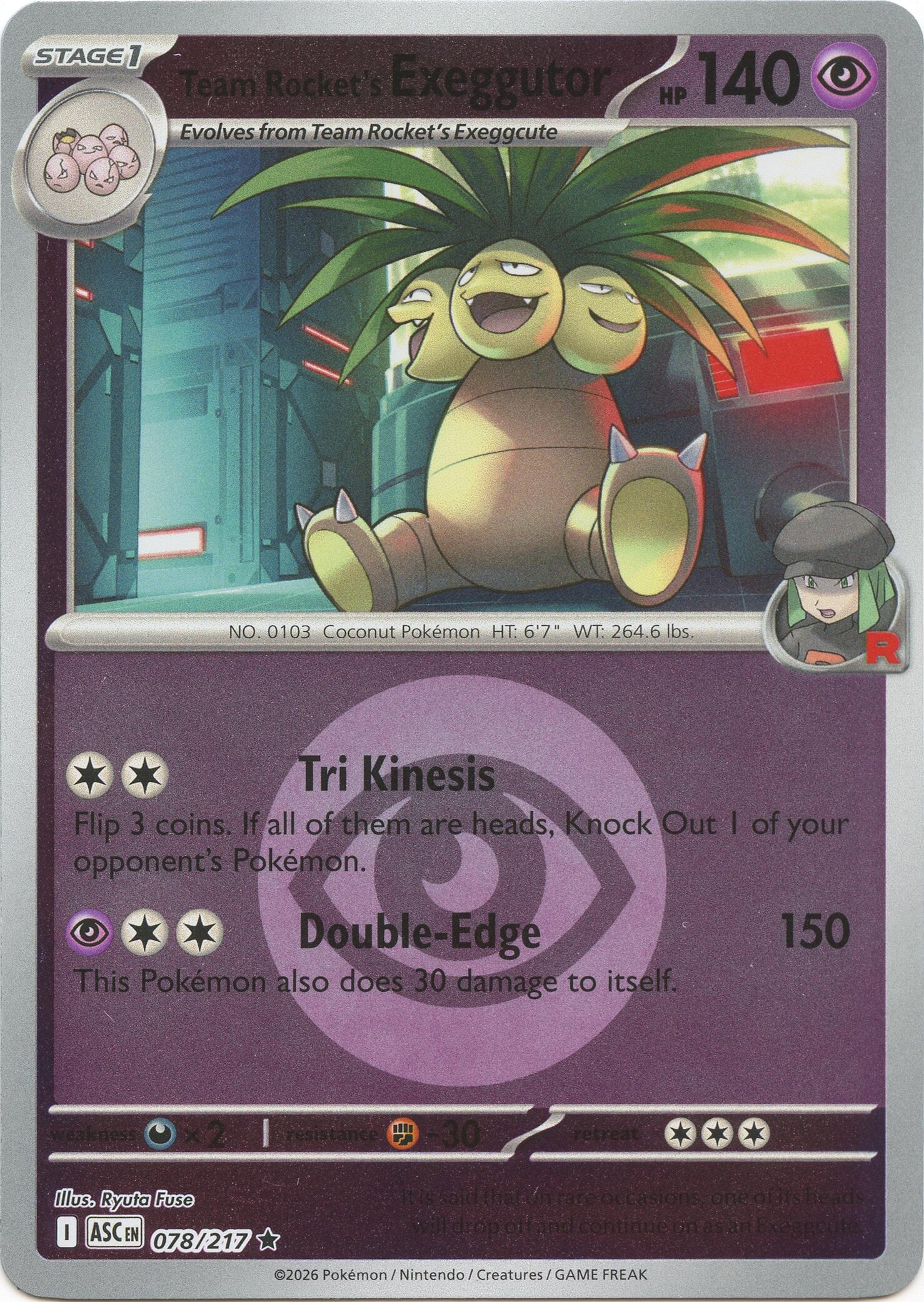 Team Rocket's exeggutor (Energy Symbol Pattern) (078/217) (ASC)